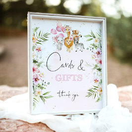 Skåp och gåvor av safari-djur av tropiska blommigt poster