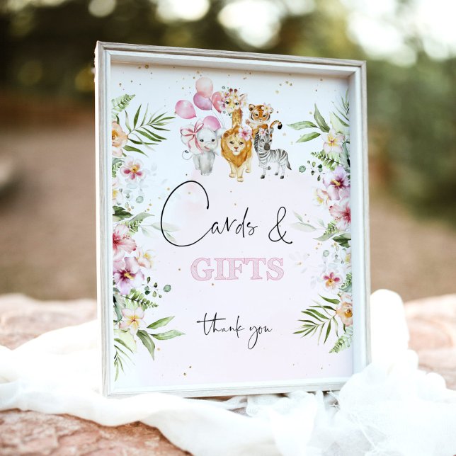 Skåp och gåvor av safari-djur av tropiska blommigt poster (Skapare uppladdad)