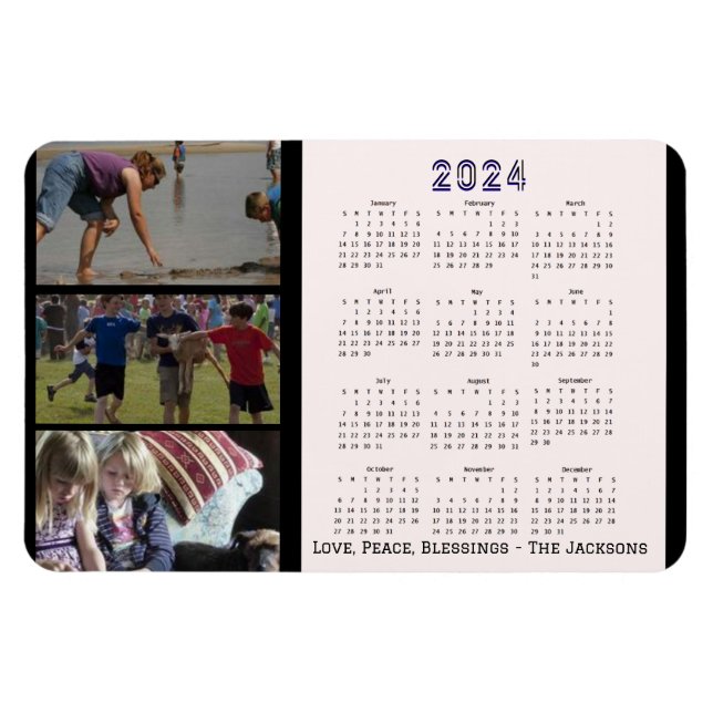 Skapa 2024 års familjefotokalender magnet (Horisontell)