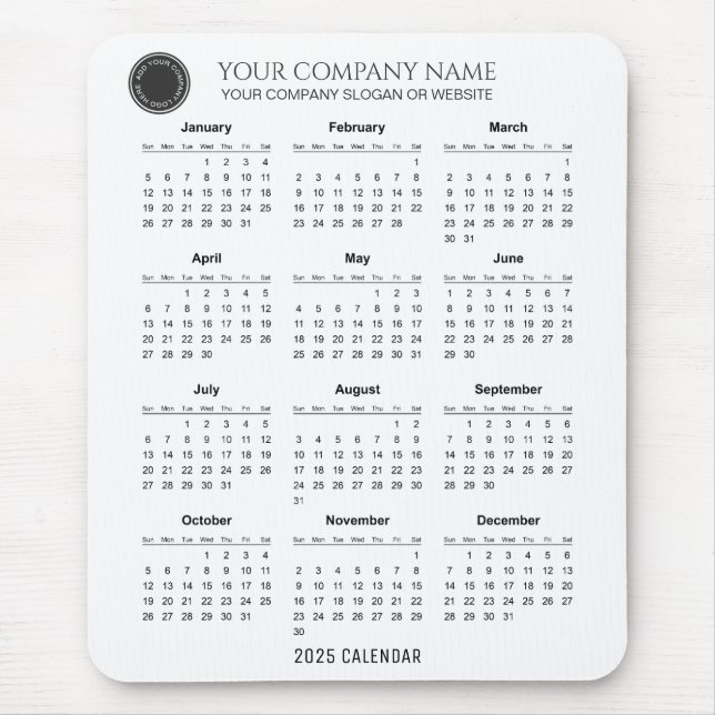Skapa 2025 års företagskalender | Mousepad Musmatta (Framsidan)