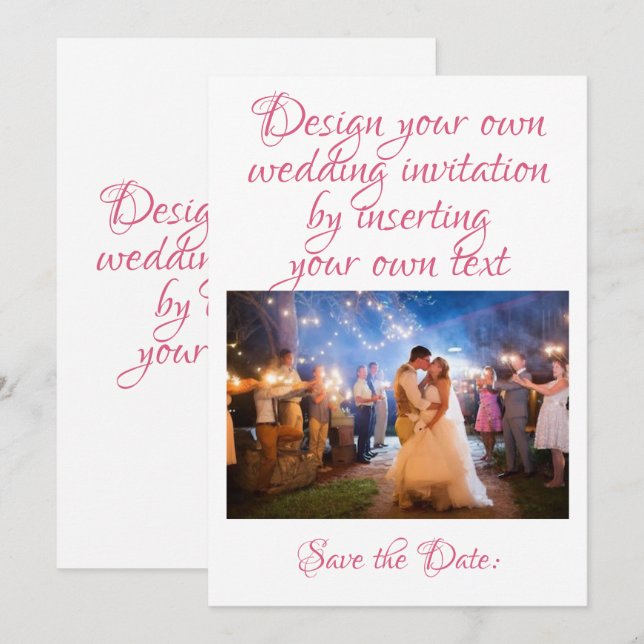 Skapa| Anpassa din egen inbjudan till Bröllop (Fram/baksida)
