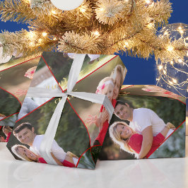 Skapa Anpassad 5 Fotoskapa Röd Guld Jul Collage Presentpapper