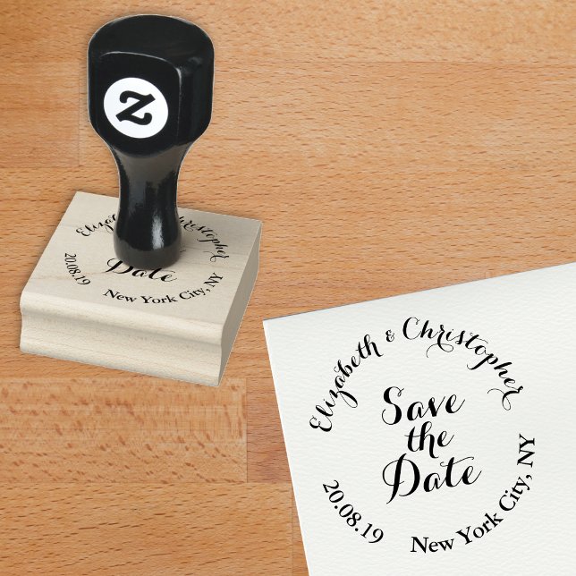Skapa Anpassad Elegant Skript Spara Datum Bröllop Stämpel (Create Custom Elegant Script Save the Date Wedding Rubber Stamp)
