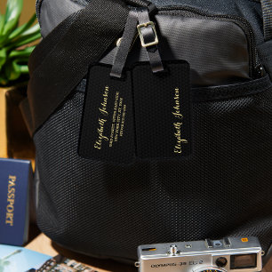 Skapa Anpassningsbar Black Guld Travel Bag-Märkrn Bagagebricka