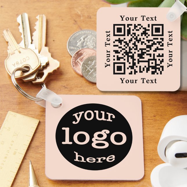 Skapa Anpassningsbar Business Logotyp QR-kod Ro Gu Nyckelring (Create Custom Business Logo QR Code Rose Gold Keychain)