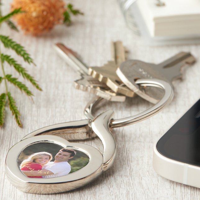 Skapa Anpassningsbar Foto Birthday Valentines day  Twisted Heart Silverfärgad Nyckelring (Create Custom Photo Birthday Valentines Day Heart Keychain)