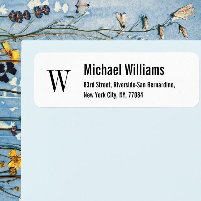 Skapa Anpassningsbar Monogram Modern Return-adress Returadress Etikett (Create Custom Monogram Modern Return Address Label)