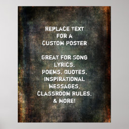 Skapa Anpassningsbar-offert på Mörk Grunge Strukt Poster