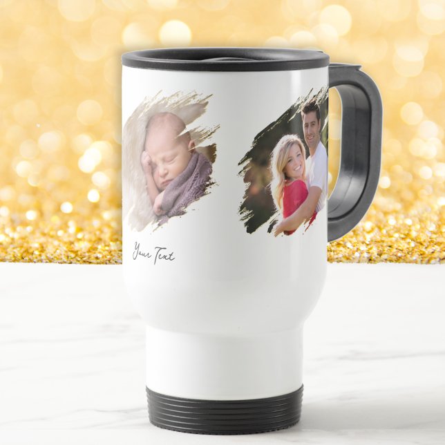 Skapa Anpassningsbar Photo and Text Steel White-da Resemugg (Create Custom Photo and Text Steel White Commuter Travel Mug)