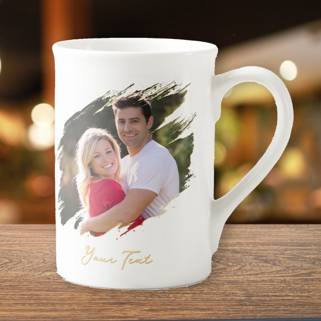Skapa Anpassningsbar Photo and Text Tea Coffee Sop Benporslin Mugg (Create Custom Photo and Text Tea Coffee Soup Cider Bone China Mug)