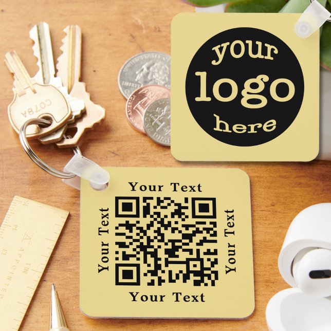 Skapa Anpassningsbar QR Code Business Company Logo Nyckelring (Create Custom QR Code Business Company Logo Gold Keychain)