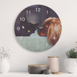 Skapa Anpassningsbarna Pet Photo Modern Elegant Rund Klocka