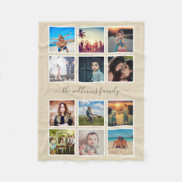 Skapa Anpassningsbarna Photo Collage Family Beige Fleecefilt