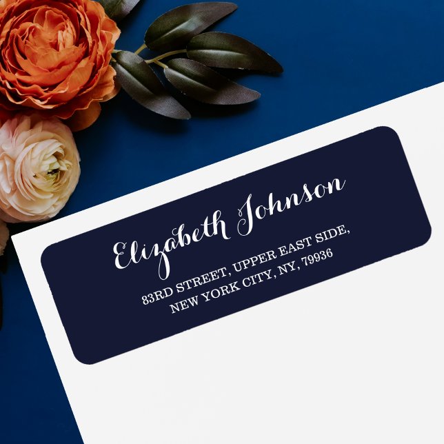 Skapa Anpassningsbarnas Elegant, blå Returadress Etikett (Create Custom Elegant Navy Blue Return Address Label)