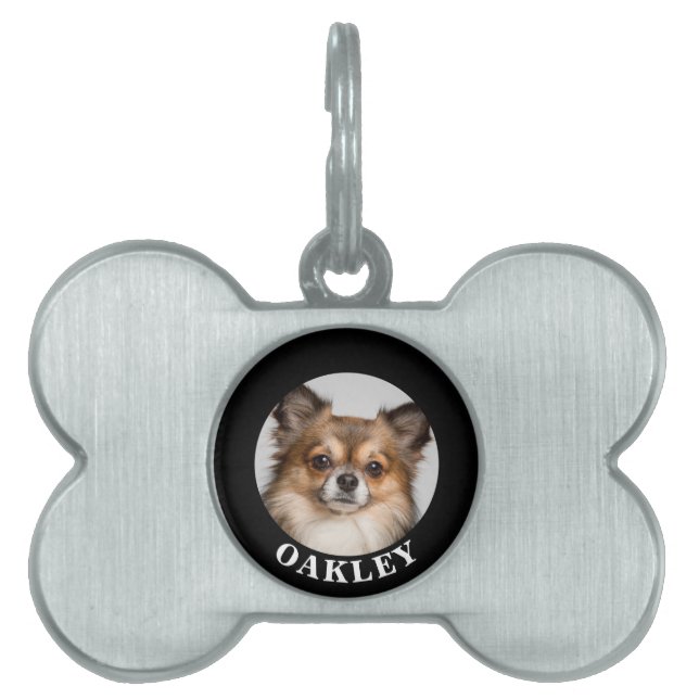 Skapa anpassningsbarnas foto/redigerbar ram ID-bricka husdjur (Framsidan)