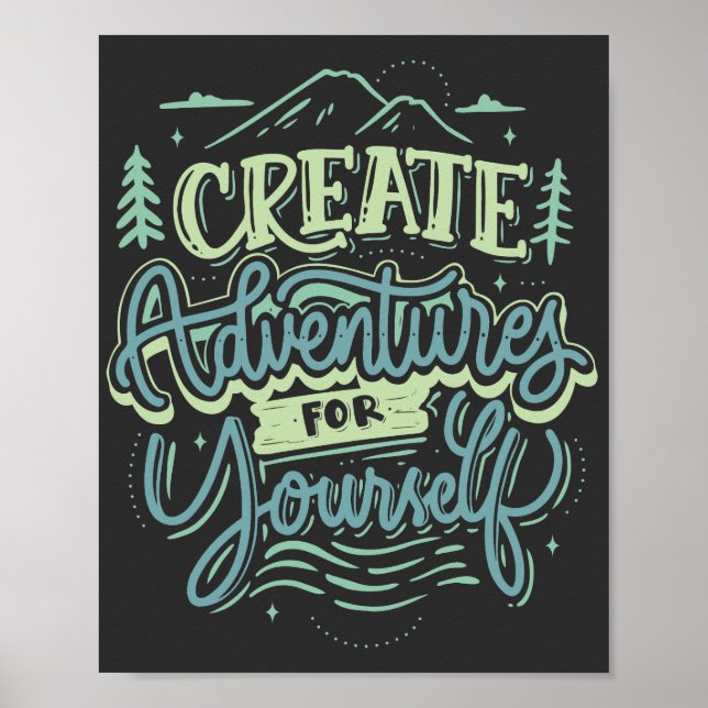 skapa äventyr vintage typografi vandring poster (Framsidan)