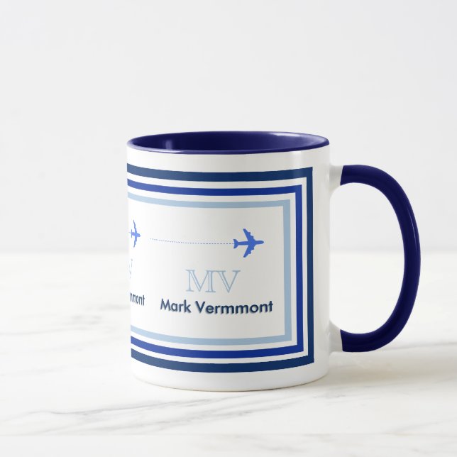skapa blått monogram för piloter från luft mugg (Höger)