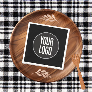 Skapa Business Logotyp Papper Cocktail Napkin Blac Pappersservett