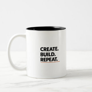 Skapa. Bygga. Upprepa. Minimalistisk typografi kaf Två-Tonad Mugg