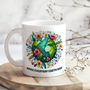 Skapa daglig jorddagsplanering för Blommigt Kaffemugg