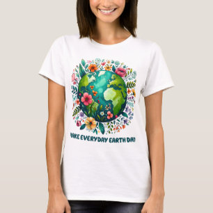 Skapa daglig jorddagsplanering för Blommigt T Shirt