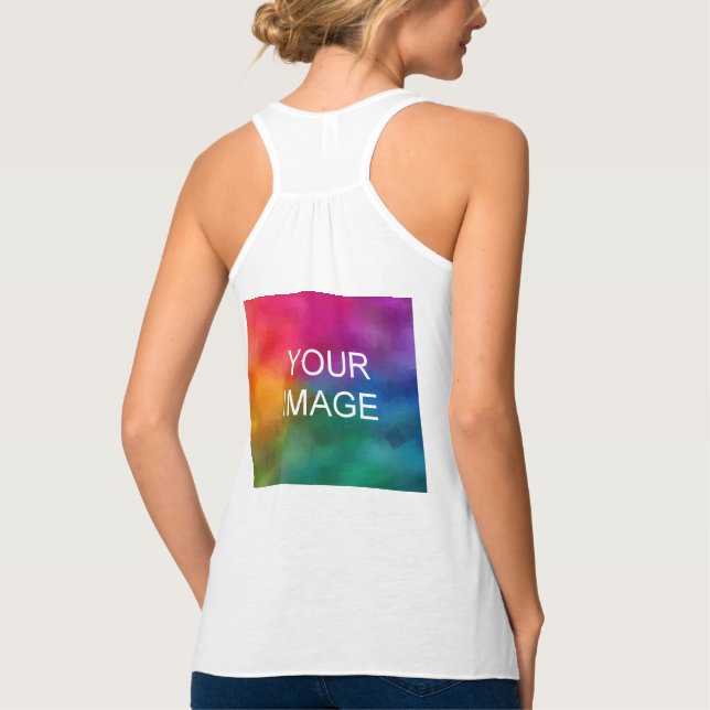 Skapa den egna Elegantens moderna vita mall Linne Med Racerback (Baksida)