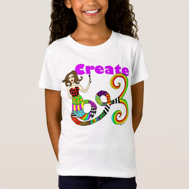 Skapa det färgrika sjöjungfrumusabarn tee shirt (Framsida)