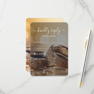 Skapa dig själv - Guld Bokeh Bröllop Ringar OSA Kort