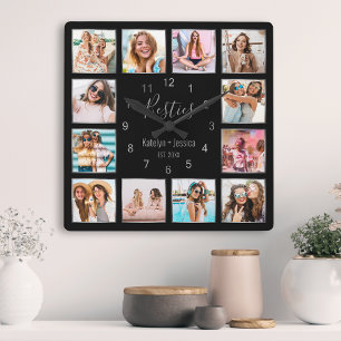 Skapa din Anpassningsbar Photo Collage Modern Vän Fyrkantig Klocka
