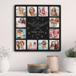 Skapa din Anpassningsbar Photo Collage Modern Väns Fyrkantig Klocka<br><div class="desc">Gör den här eleganten för trendig svart och silver fotosamlingsmur unik med 12 av dina favoritfoton med din eller dina bästa vänner. Utformningen har också ett modernt handskript med "Besties"-skript,  namn och det datum du träffades.</div>