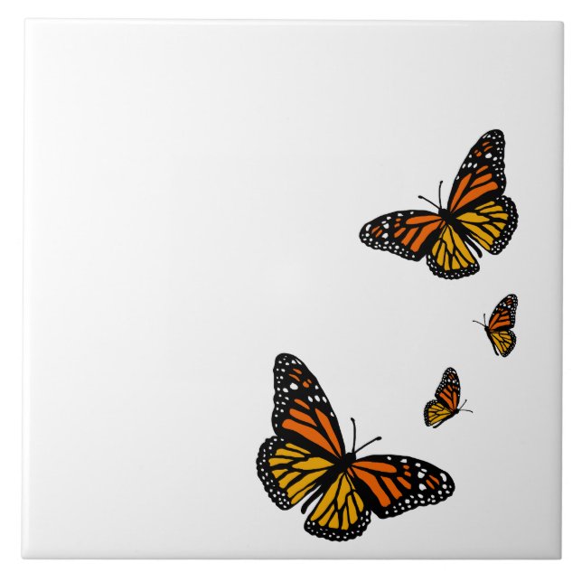 Skapa din BKgnd Färg Monarch Butterflies Tile Kakelplatta (Framsidan)