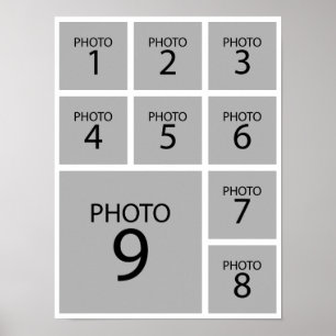 Skapa din collage Personlig mall 9 FOTO Poster