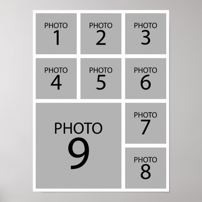 Skapa din collage Personlig mall 9 FOTO Poster (Framsidan)