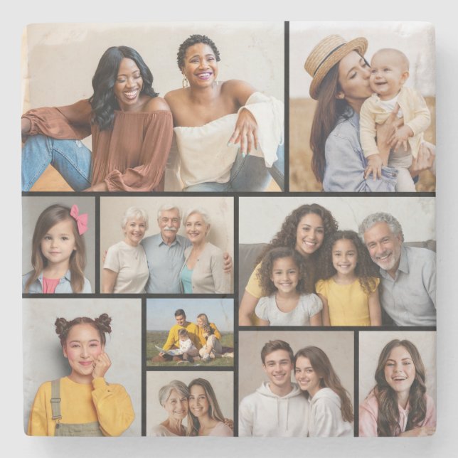 Skapa din egen 10-fotokollage stenunderlägg (Framsidan)