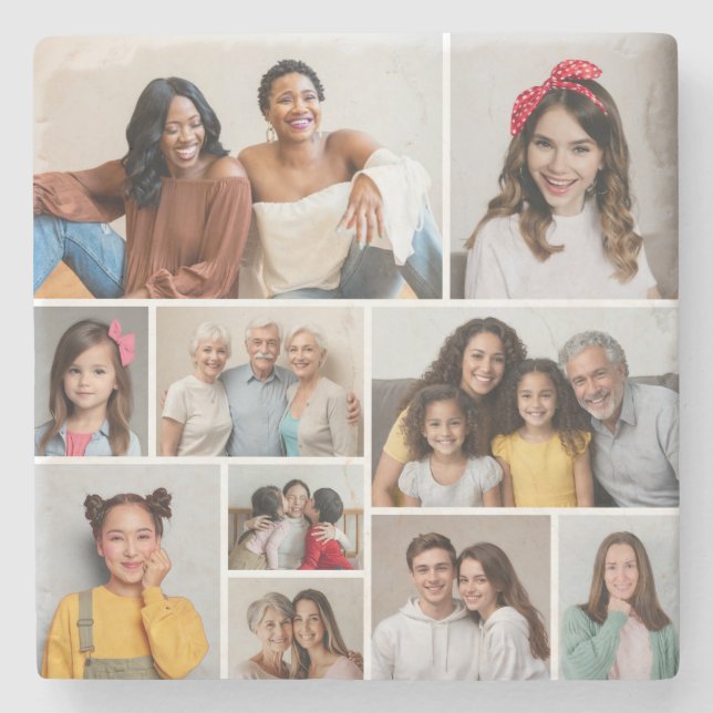 Skapa din egen 10-fotokollage stenunderlägg (Framsidan)