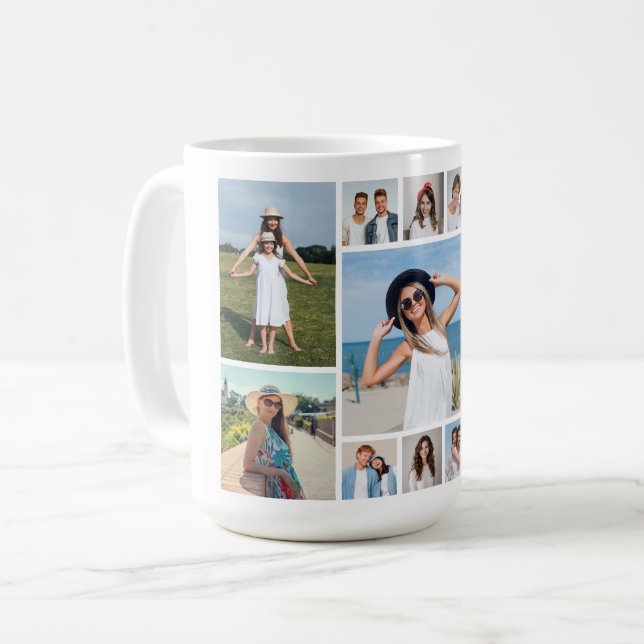 Skapa din egen 11-fotokollage kaffemugg (Framsida vänster)