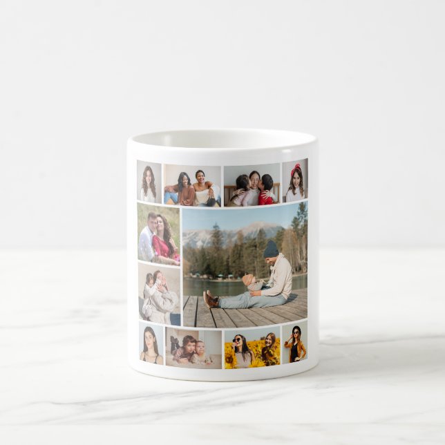 Skapa din egen 11 fotokollage kaffemugg (Center)