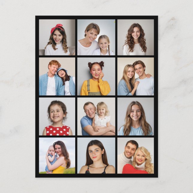 Skapa din egen 12-foto collage  vykort (Framsida)