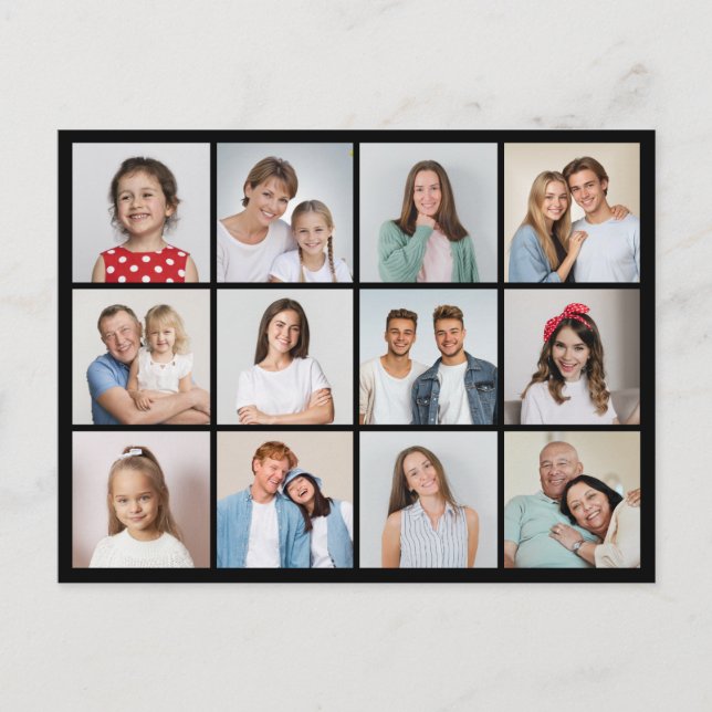 Skapa din egen 12-fotocollage-postkort vykort (Framsida)