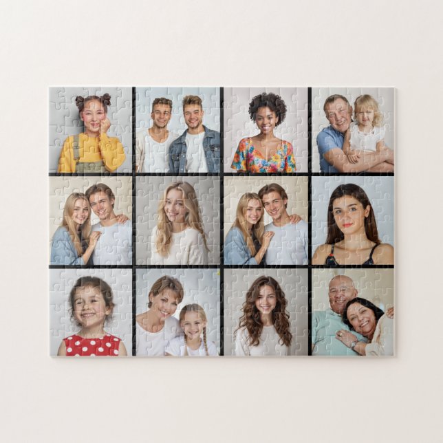 Skapa din egen 12-fotokollage pussel (Horisontell)