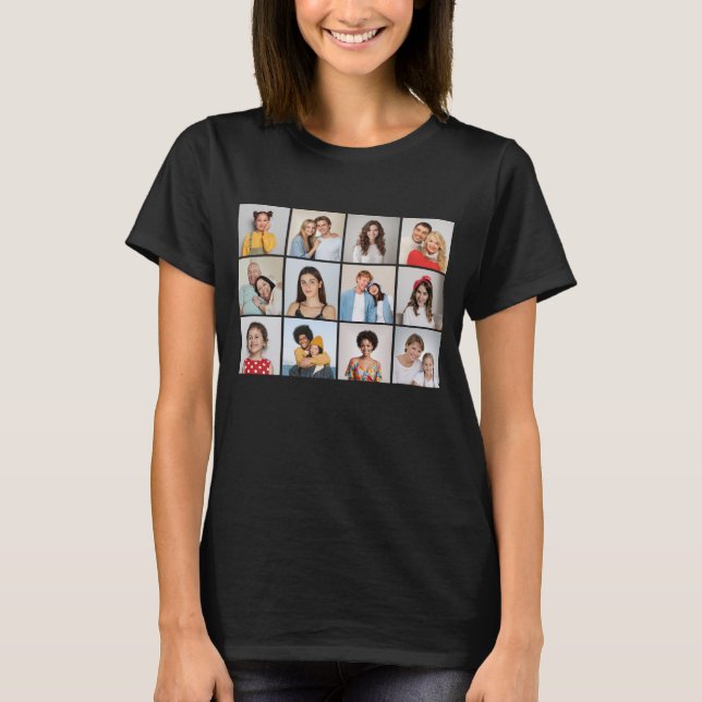 Skapa din egen 12-fotokollage t shirt (Framsida)