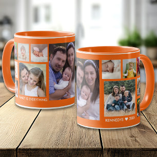 Skapa din egen 13 familjefotocollage Orange Mugg
