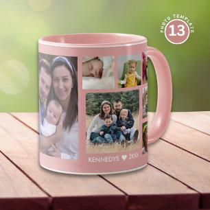 Skapa din egen 13-familjs fotokollage-Rosa Mugg