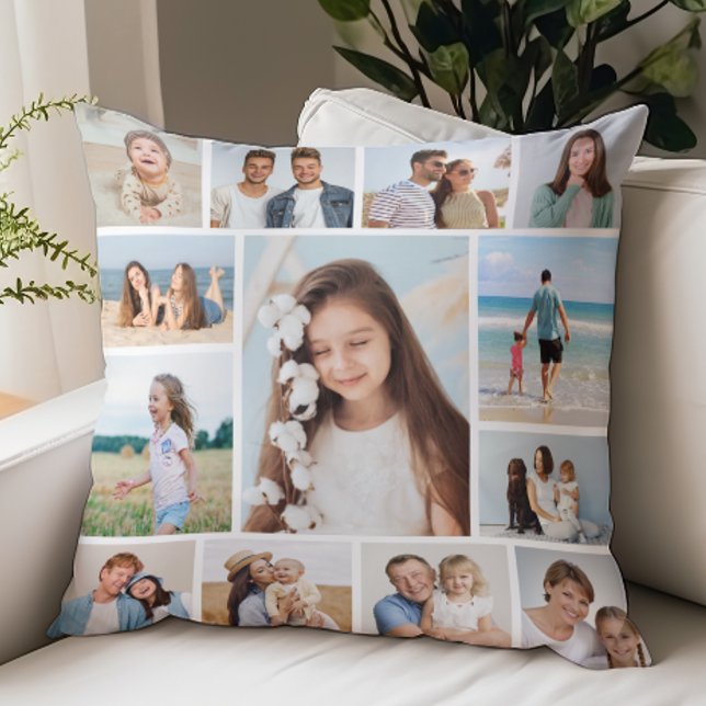 Skapa din egen 13 fotokollage kudde (Create Your Own 13 Photo Collage Throw Pillow)