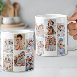 Skapa din egen 14-fotocollage kaffemugg