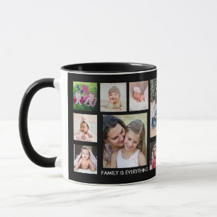 Skapa Din Egen 15 Familj Foto Kollage Svart Mugg