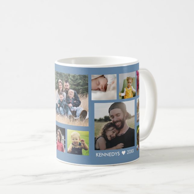 Skapa din egen 15-familjs fotokollage Blue Kaffemugg (Framsida höger)