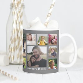 Skapa din egen 15-familjs fotokollage Grått Kaffemugg