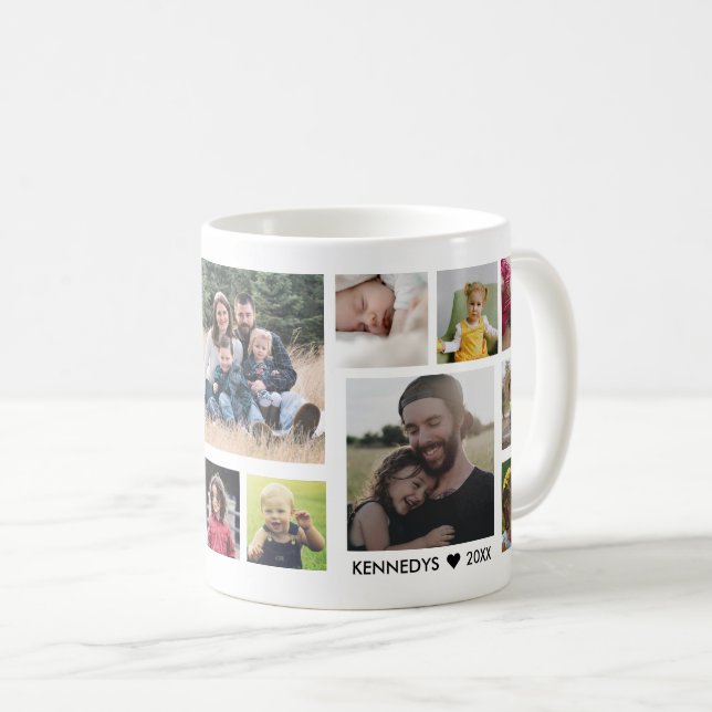 Skapa din egen 15-familjs fotokollage White Kaffemugg (Framsida höger)