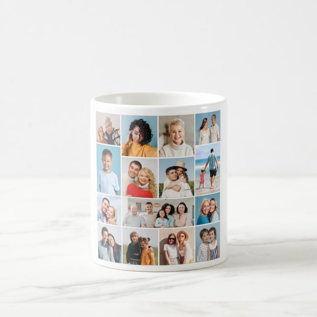 Skapa din egen 15-foto collage kaffemugg (Center)